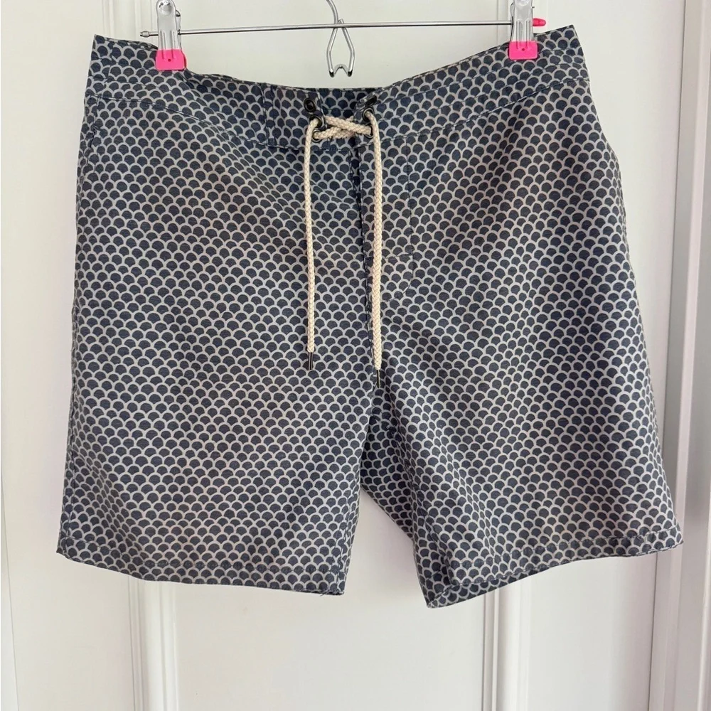 Faherty Classic Boardshort Mens 32 Blue Fish Scale All Over Print